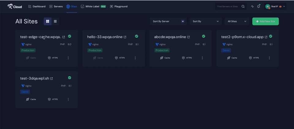 Access the Site Dashboard