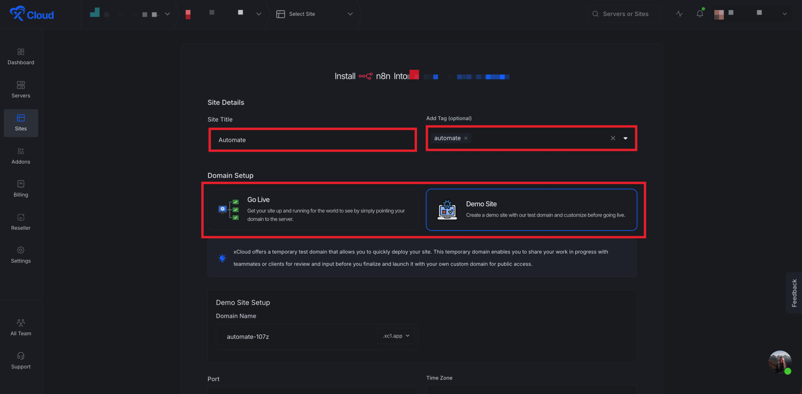 Deploy n8n with xCloud