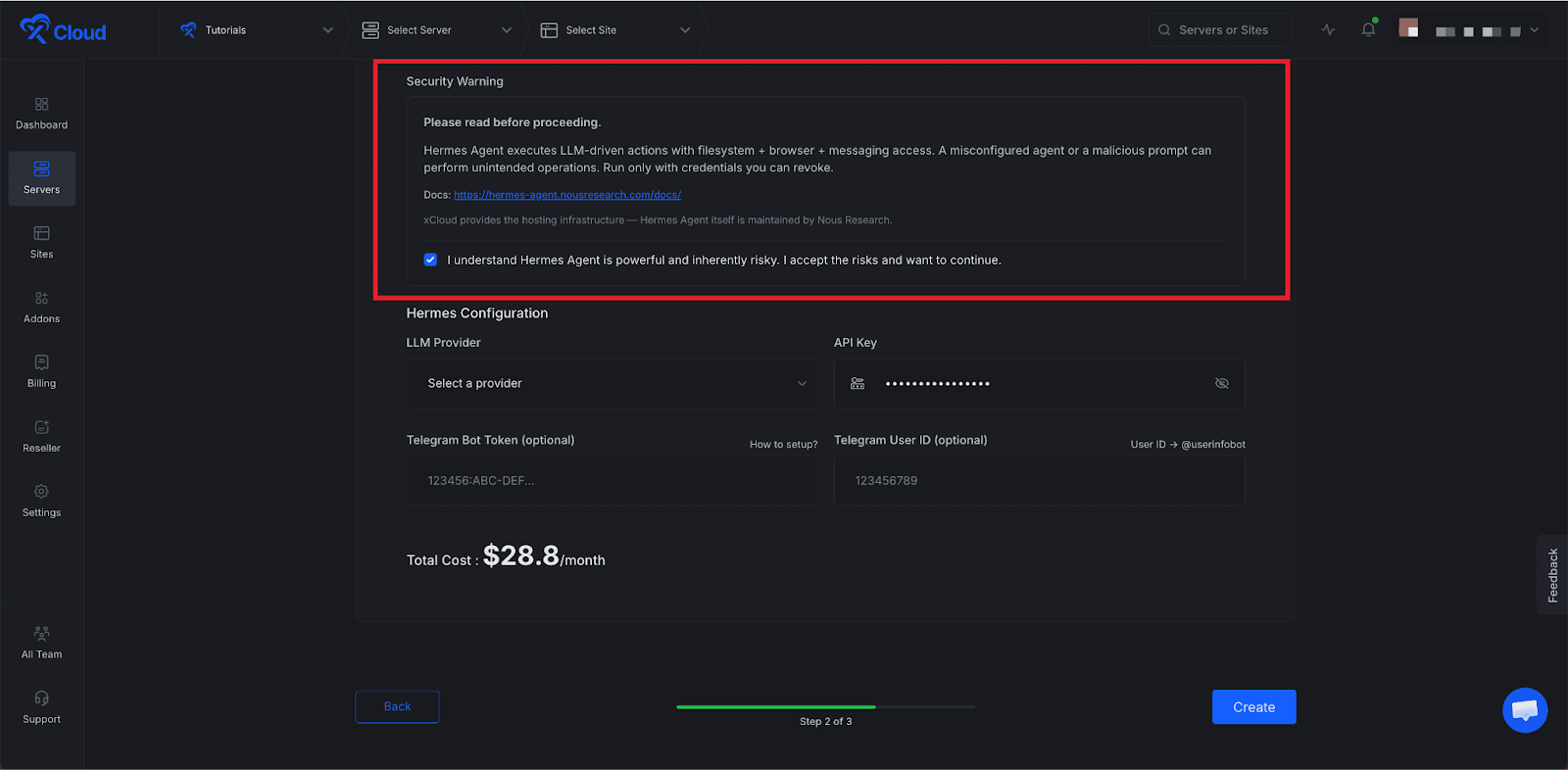 Deploy Hermes Agent with xCloud