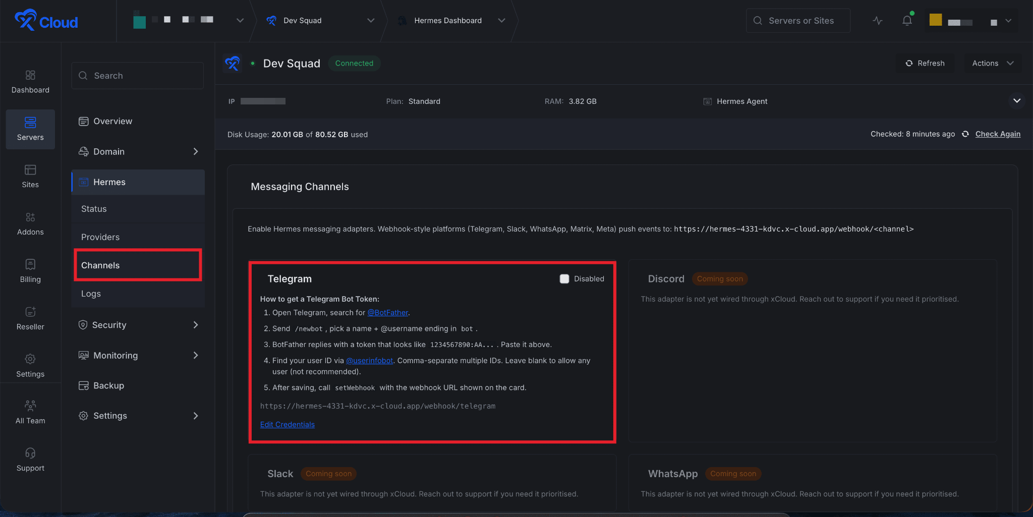 Deploy Hermes Agent with xCloud
