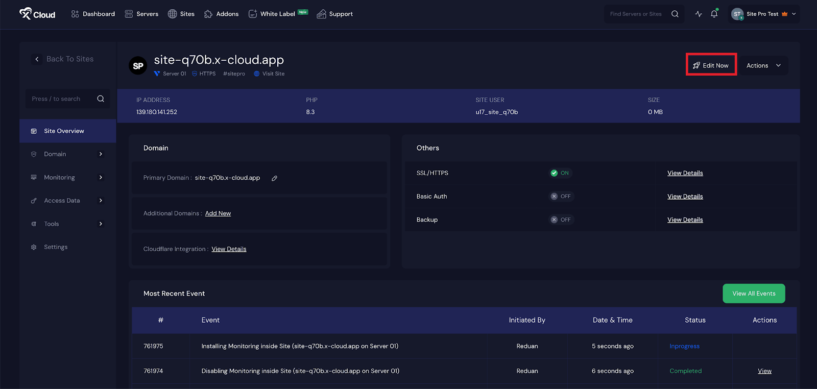 Install Site.pro with xCloud