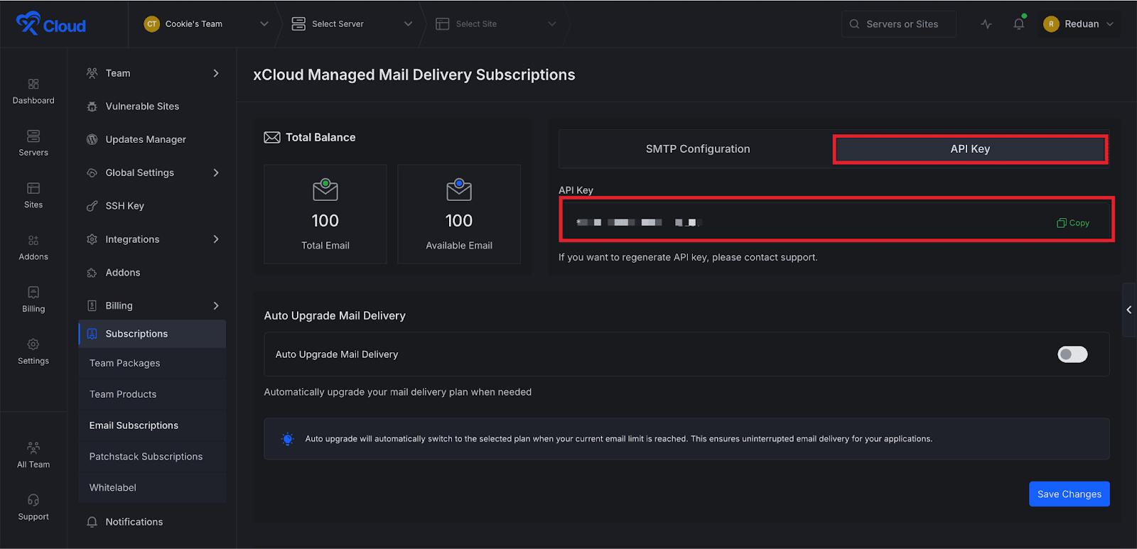 Set up xCloud Mail Delivery Addon