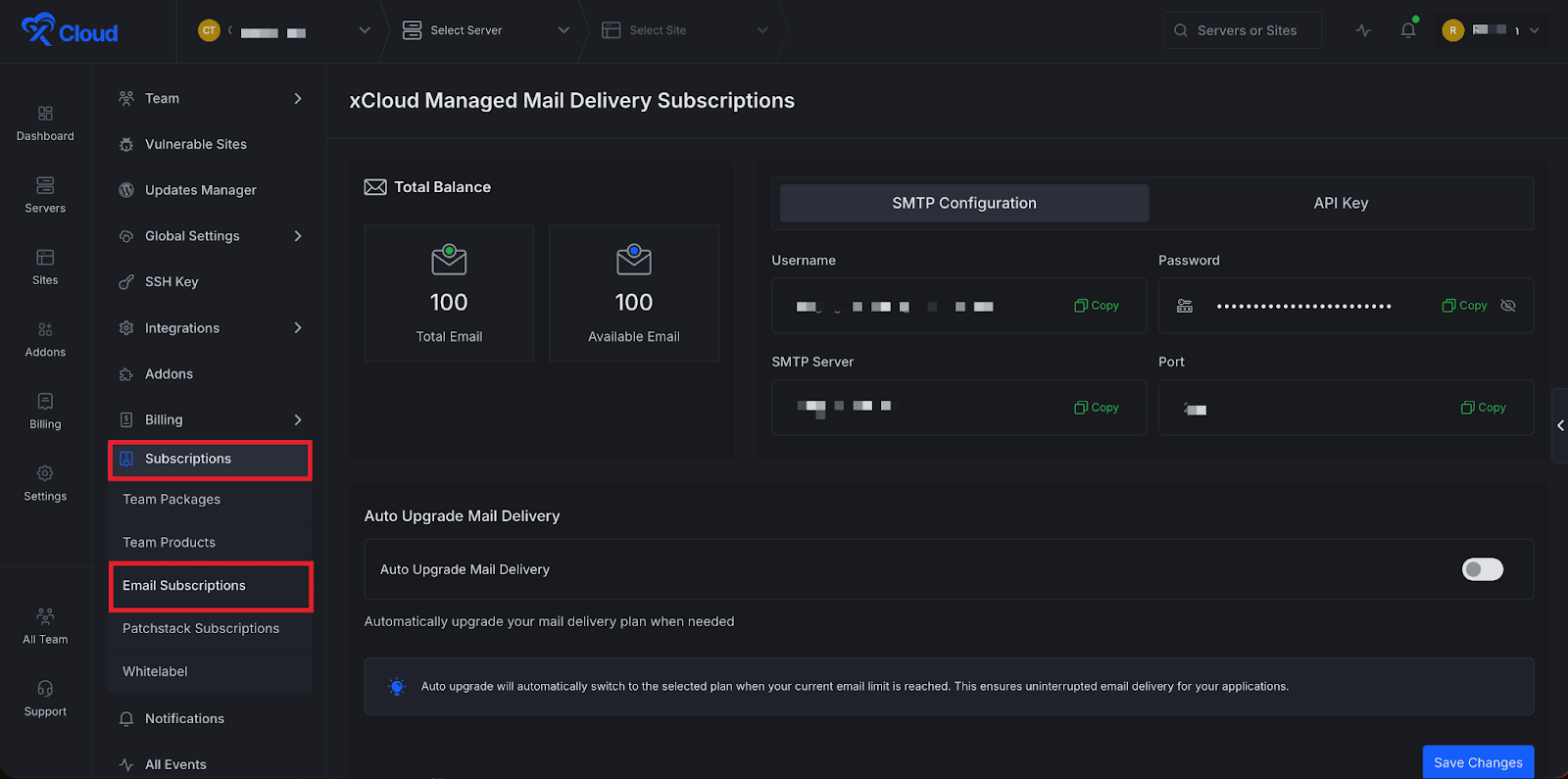 Set up xCloud Mail Delivery Addon