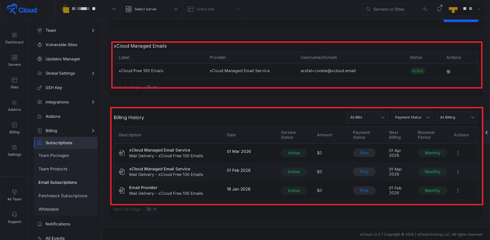 Set up xCloud Mail Delivery Addon