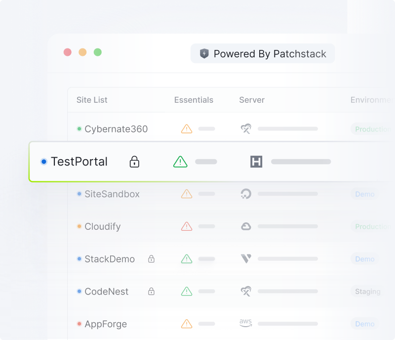 Per-site security status across a fleet in the xCloud panel