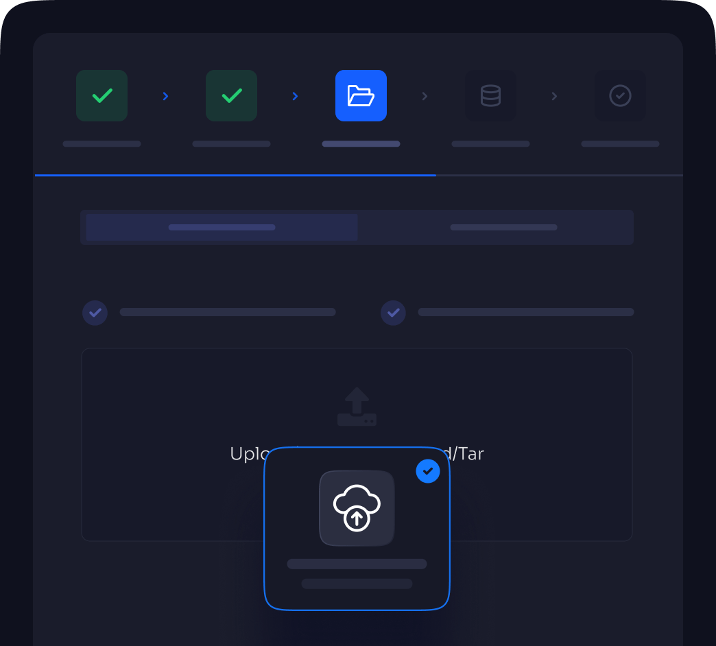 Uploading a site archive through the browser